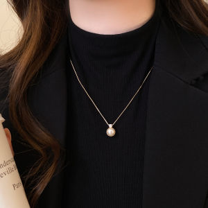 Adjustable Grey Linen Pearl Necklace Womens Fashion 2025 New Style Minimalist Luxury Sweater Chain Accessory Single Pearl