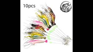 7pcs/lot 9cm/5g Luminous Shrimp Silicon Soft Artificial Bait with Hooks Swivels Anzois Para Pesca Sabiki Rigs Fishing Tackle