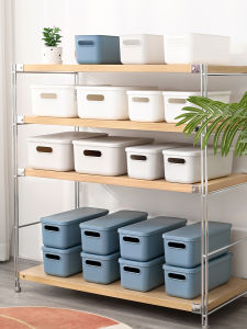 Plastic Desktop Storage Box with Lid for Home Bathroom Kitchen Narrow Long Type under Shelf Organizer for Miscellaneous Items