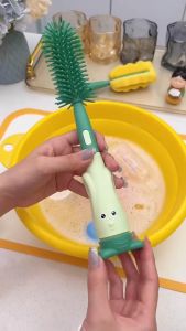 【Manila Stock+COD】3 In 1 Silicone Baby Bottle Brush Set Bottle Washing Brush 360 Degree Rotation Washing Brush Set