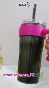 Tumbler Labu Gagang Termos Jumbo Sedotan Stainless Tahan Panas & Dingin 860ML SUS 304