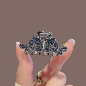 Kẹp Tóc Hình Con Bướm Trung Bình Thanh Lịch Nửa Buộc Tóc Nữ Cao Su Đá Quý Xanh Bạc Cá Mập Kẹp Tóc Phụ Kiện Tóc