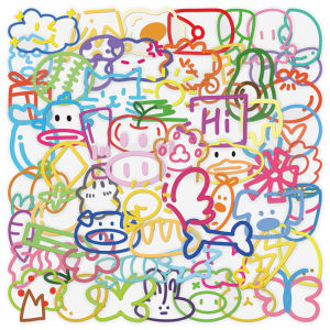 120-Piece Set Durable Colorful Creative Cute Dopaamine Element Stickers Waterproof Cartoon Themed Healing Journaling Decals