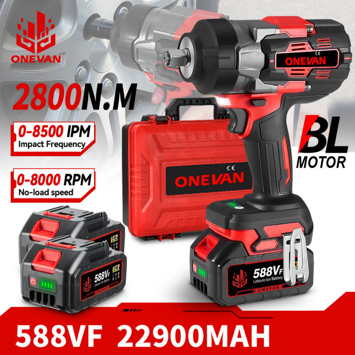 Onevan Tools ONEVAN 2800N.M Brushless Electric Impact Wrench 1/2 Inch Cordless ...