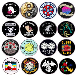 Classic RPG Game Dungeon Pin DnD Dice D20 Metal Brooch Badge Jewellery Backpack Accessory Gifts Wholesale