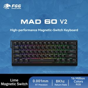Madlions MAD60 V2 MAD68 V2 Magnetic Switch Gaming Keyboard Wired 0.001mm RT 8K Polling Rate 0.125ms Low Latency 68 Keys RGB Game