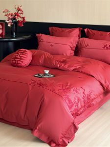 ZHIDING | Wedding Bed Sheet Set 100% Cotton Red