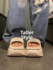 Thick Bottom Slip-On Sandals Womens Summer Outdoor Heightening Beach Fashion Anti-Slip Odorless Flat Sandals Simple Style EVA Material