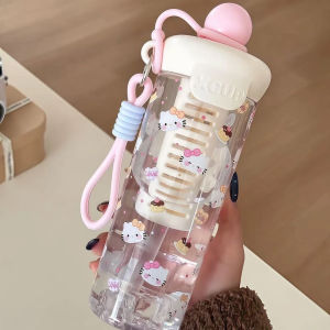 Float Straw Cartoon Portable Large Capacity Plastic Water Bottle