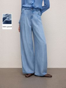 LANCY FROM 25 | Retro Workwear Wide Leg Pants Tencel Denim