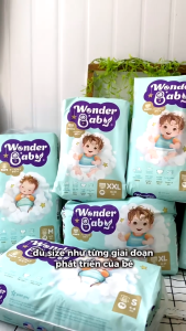 Tã Dán Thương Hiệu Nhật Bản WONDER BABY 5 Lớp Siêu Thấm Hút Chống Tràn Size NB72/S56/M48