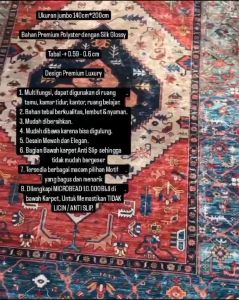 Karpet Lantai Berkualitas Tinggi: Karpet Turkey Bahan Silk Glossy Polyester Import 140x200cm Tebal dan Halus Premium