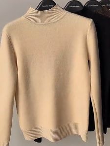 Winter Turtleneck Sweater Women Long Sleeve Wool Fleece Sweater 毛衣针织 Cashmere Knit Velvet Knitwear Sweater Women Sweater Perempuan Baju Musim Sejuk Perempuan Thick Knitted Women Sweater 高領上衣女 Sweatshirt Women 毛衣女 Fuzzy Sweater