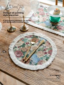 QIQIJIA | Anti-Stain Heat-Resistant Round Floral Table Mat
