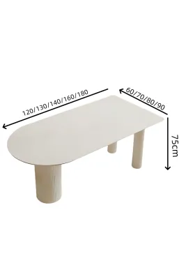 Luxurious Cream Style Kitchen Island Table Chair Set Roman Column Half Oval Shape Rock Board Dinner Table for Small Home Flat