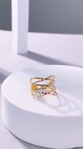 HABIB Oro Italia 916 Yellow White and Rose Gold Ring GR47780222-TI (22K Gold)