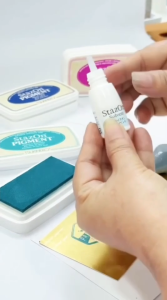 แพ็คคู่ใหม่ สำหรับปั๊มบน โลหะ ผ้า พลาสติก ไม้ หนังแก้ว อะคริลิค แท่น StazOn Pigment + สารละลายหมึก 10 มล