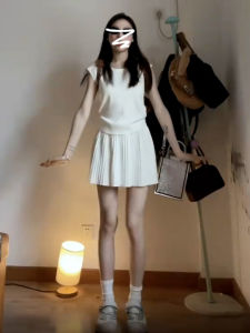 Elegant Pleated Short Dress Set for Women Summer 2025 New Fashion Beautiful Casual Dresses High Waist A-Line Skirts