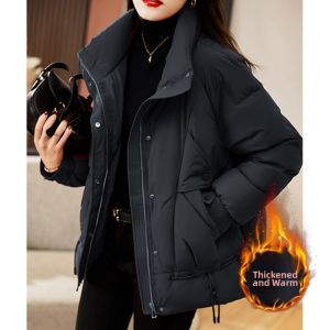 plus Size Red Short down Jacket Womens Style New Model Winter Coat Thickened Korean Version High Collar Zipper Closure
