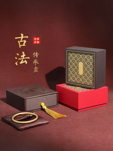 กล่องเก็บเครื่องประดับแบบมีฝาปิดสไตล์วินเทจ กล่องบรรจุภัณฑ์ทองคำโบราณ สร้อยข้อมือหยก เครื่องประดับหยกไข่มุก กล่องเก็บของที่ระลึก