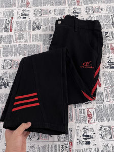 Black American Retro Autumn Jeans Mens Loose Straight Casual Thin Style Fashionable Brand Slim Fit Zipper Closure Casual Pants