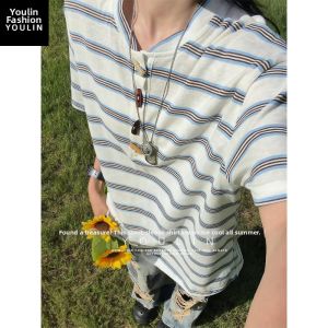 YOULIN | Stylish Vintage Stripe Short Sleeve T-Shirt