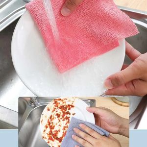 20pcs/Roll Microfiber Tear-Towel Roll Reusable Cleaning RagMulti-Purpose Dishwashing Towels For Tableware Double
