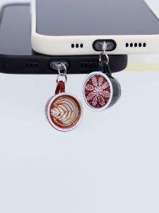 Dustproof Phone Cap Pendant Coffee Bean Decoration Suitable for Huawei Xiaomi iPhoneC Type Decorative Resin Heart Shaped