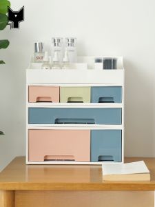 กล่องเก็บของแบบลิ้นจี่สำหรับโต๊ะทำงาน ชั้นวางคอมพิวเตอร์สูง กล่องใส่เครื่องสำอาง ครีมบำรุงผิว ชั้นวางของ อุปกรณ์ตกแต่งโต๊ะทำงาน