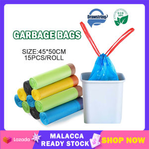 15Pcs/Roll Drawstring Trash Bags Portable Garbage Bags Thicken  Kitchen Home Disposable Gagets & Tools Plastic Garbage Bag