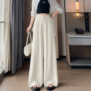 MICHAEL | Navy Summer Lightweight High Waist Draping Sensation Slimming Casual Leisure Rayon Linen Pants