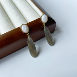 TiamoYt Original Design Natural Stone Earrings Versatile Luxury Minimalist Geometric Womens Fashion Jewelry Ear Jewelry