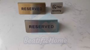 2 ด้าน ป้ายจองโต๊ะ Reserved สแตนเลส 12 x 5cm