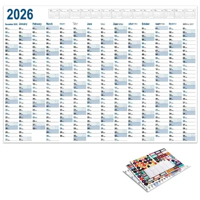 ปฏิทินติดผนัง 2026 รายปี ตารางรายวัน แผ่นกระดาษวางแผน แผน 365 วัน รายปี วางแผนแขวน รายสัปดาห์ แผ่นบันทึกวาระเดือน 12