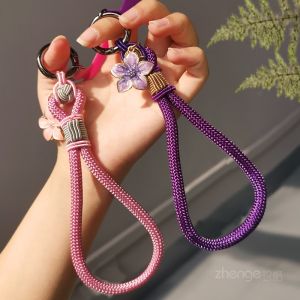 Xinzhu Handmade Short Style Mobile Phone Lanyard with Pendant Wrist Hanging Ornament Retro National Style Artistic Keychain