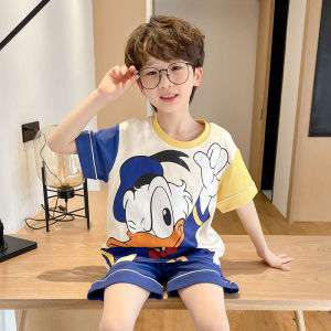 Bộ Quần Áo Trẻ Em Mùa Hè Mới Đồ Ngủ Nguyên Chất Cotton Vải Bông Quần Áo Ngắn Tay Mỏng Mặc Ở Nhà Gấu Dâu Tây Thiết Kế Dành Cho Bé Gái Và Bé Trai