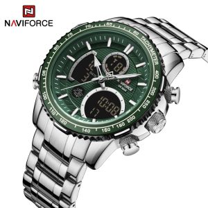 Naviforce | NAVIFORCE Men Fashion Business Quartz Analog Digital Wristwatch Stainless Steel Luminous Chronograph Man Watch Relogio Masculino