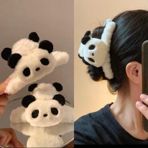 🔥Low Price🔥Cute Panda Plush Clip Women Back Hair Clip Cartoon Shark Clip Hair Accessories Headwear Autumn Winter Soft Hair Claw Clip