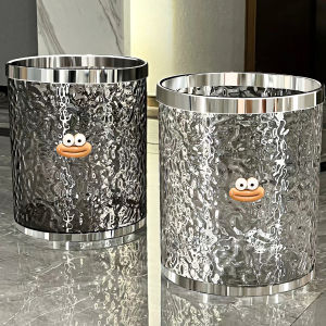 Attractive Bathroom Toilet Paper Trash Can Kitchen Waste Bin Home Use Wave Design Toilet Bathroom Trash Can round Barrel Shape