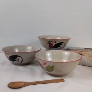 ถ้วยเซรามิค 7นิ้ว ราคาต่อ 7 ใบ ชามตราไก่ ถ้วยตราไก่ ถ้วยก๋วยเตี๋ยว ทนร้อน เข้าไมโครเวฟได้ รุ่นไก่ชบา