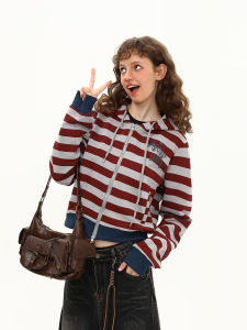 WILDAZI | Retro Striped Hooded Jacket Casual Short Loose