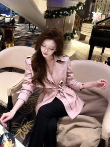 QFN | Trendy Popular High-quality Refined Cinch Waist Pink Coat