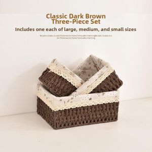 YUANYI | Home Storage Basket Household Snack Key Organizer Rattan Woven Box