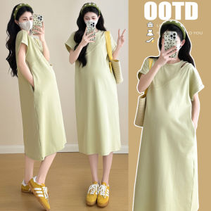 QUGUOGUO | Pregnancy Dress Large Size Short Sleeve Long Casual Loose