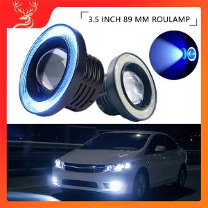 Lampu LED 2Pcs Foglamp Angel Eyes 89mm 3.5 inchi Mobil Kabut Mobil LED Angel Eyes Universal Ring BIRU