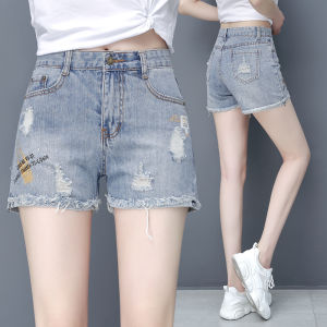 Quần Short Denim Cạp Cao Cho Nữ Mùa Hè Rộng Rãi Mỏng Mới Thời Trang Mặc Ngoài Trời Quần Short Ống Rộng Thoải Mái