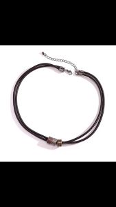 Vòng cổ da nam nữ 2 lớp thời trang mặt hình tròn ba màu độc đáo cá tính