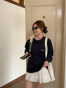 Sweet And Cool plus Size Womens Casual Set High Waist Butterfly Knot Sweatshirt And Cake Skirt Half-length Skirt Autumn Wear