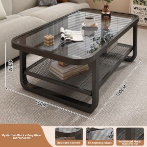 OYIla | 2026 New Small Space Suitable Office Use Modern Tempered Glass Coffee Table