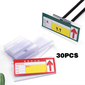30PCS Plastik PVC Label Harga Mika 6x4.2 cm AKRILIK Transparent Price Tag Holder